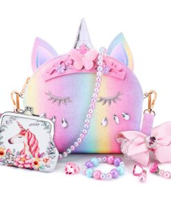 JYPS Sac à Main Licorne Petites Filles Cadeau d'Anniversaire, Accessoires de Jeu Faire Semblant, Cadeau Fille Jouet