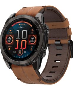 Bracelet en cuir pour Garmin Fenix 7X - Quick Fit 26mm | Compatible Fenix 8 51mm, Fenix 6X, Fenix 6X Pro, Fenix 5X, Feni