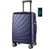 VANKEAN Bagage Cabine Spinner 20 Pouces Marines Approuvé TSA Élégant Extensible