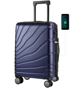 VANKEAN Bagage Cabine Spinner 20 Pouces Marines Approuvé TSA Élégant Extensible