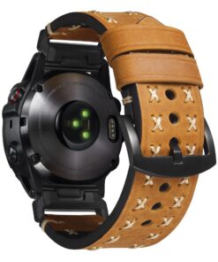 BRAND BINLUN Compatible avec Garmin Bracelets de Montre 22mm/26mm en Cuir Crazy-horse X-shape Route pour Fenix, Forerunn