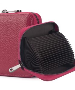 Porte-Cartes de crédit pour Femmes Petites Cartes de crédit RFID Blocking Portefeuille en Cuir véritable Ladies Card Cas