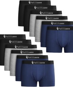 Fullluwaa Boxer Homme Coton Lot de 12 Noir Multicolore OEKO-TEX STANDARD 100