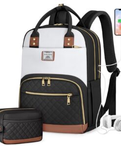 IGOLUMON Sac à Dos Femme 15.6 Pouces Portable Antivol USB Élégant Noir