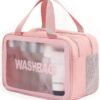 Trousse de toilette Q-WOOFF Rose, Grande Trousse de Toilette Homme et Femme Séparation Sèche et Humide pour Voyage