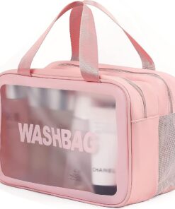 Trousse de toilette Q-WOOFF Rose, Grande Trousse de Toilette Homme et Femme Séparation Sèche et Humide pour Voyage