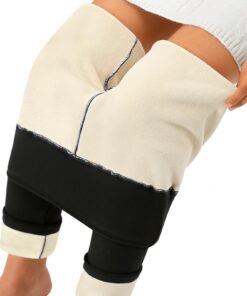 Nadeer Legging Polaire Femme Hiver Chaud Thermo Extensible Thermique Doublé en Polaire Pantalon Taille Haute Slim