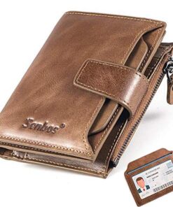 Portefeuille Senbos Homme avec Blocage RFID en Cuir Vachette Première Couche Soldes