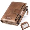 Portefeuille Senbos Homme Blocage RFID Cuir Vachette Premieres Couche 18 Portes Cartes Crédit