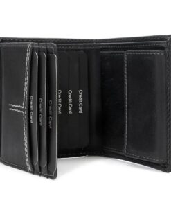Fa.Volmer Portefeuille en cuir véritable | Protection RFID |Modèle CityWalker Noir | 9 emplacements pour cartes + compar