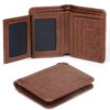 Tibimon Portefeuille en Cuir Noir pour Homme, 11 Fentes pour Cartes, Cadeau Ideal, Rangement Zippyportrait, SD/SIM ( Mar
