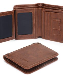Tibimon Portefeuille en Cuir Noir pour Homme, 11 Fentes pour Cartes, Cadeau Ideal, Rangement Zippyportrait, SD/SIM ( Mar