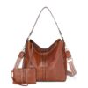 BAIGIO Sac main Femme en Cuir PU - Portefeuille intégré, Sac à bandoulière avec sangle en tissé, Grand fourre-tout - Idé