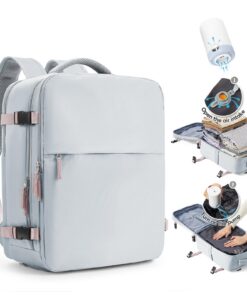 Sac à Dos Sous Vide avec Airbag pour Homme et Femme, Valise Voyage Étanche Taille Cabine avec Pompe de Vide, Sac de Voya