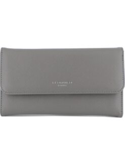 Flora & Co Portefeuille Femme Rabat Tout-en-Un Gris - Compagnon Zippé 3 Volets Grande Capacité - Mode Tendance - Porte-c