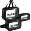 LEcylankEr Trousse de Toilette Transparente pour Femmes, Trousse de Maquillage Imperméable et Voyages (Noir)