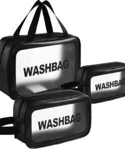 LEcylankEr Trousse de Toilette Transparente pour Femmes, Trousse de Maquillage Imperméable et Voyages (Noir)