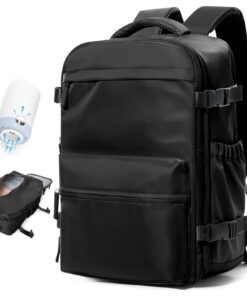 BOXSAM Sac à Dos de Voyage Compressible Noir - Homme Femme Unisexe - Rangement Léger pour Voyage - Étanche à Airbag Comp