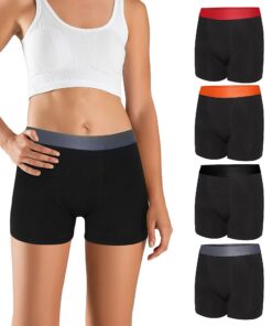 Lakpoau Shorty Femme Boxer Short CyclisteAntiFrottement Coton Lot de 4 pour Femmes Cyclistes