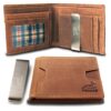 Fa.Volmer Portefeuille en Cuir 100% avec Pince à Billets et Protection RFID pour Homme et Femme | Noir et Marron, avec C