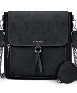 RAINSMORE Sac Bandoulière Femme Cuir PU Sac à Main Doublé avec Bretelles Larges Réglables pour Femmes - Compartiments Mu