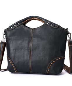 Le'aokuu Sacs à Main en Véritable Cuir Vintage pour Femmes, Messenger Sac Fourre-Tout Épaule Étui Cartable