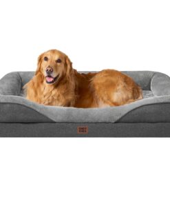 Mousse Mémoire Panier Chien XXL Orthopédique, Canapé pour Chien Grande Taille Déhoussable Lavable Gris OEKO-TEX Standard