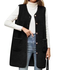 RITOSTA Long Gilet Femme Veste Polaire Léger Automne Hiver Chic avec Poches Global Recycled Standard