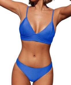 CUPSHE Maillot de bain 2 pièces sexy femme bikini triangle à lacets confortable pour plage et piscine