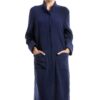 Camille Manteau d'intérieur super doux pour femme – Boutonné, motif floral, manches longues et poches avant – Luxe – Pei