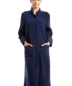 Camille Manteau d'intérieur super doux pour femme – Boutonné, motif floral, manches longues et poches avant – Luxe – Pei