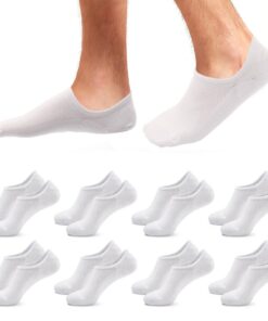 Solelya 8 paires chaussettes invisibles basses hommes et femmes 38-42 43-46, chaussettes respirantes courtes hommes blan