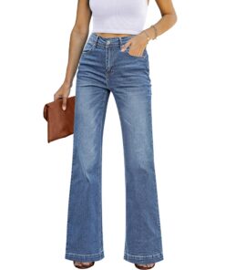 Roskiky Jean évasé pour femme taille haute jambes larges stretch tendance/moderne