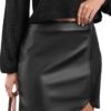 CUPSHE Jupe en cuir synthétique avec fente latérale, tendance pour femme, occasion élégante
