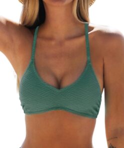 CUPSHE Haut de Bikini pour Femme Maillot de Bain Spaghetti Bretelles Col en V Auto Cravate croisée Plage Été Comfort Con