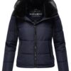 Veste d'hiver matelassée Navahoo chaude pour femme avec capuche amovible et col en fourrure synthétique - amoureuse - XI