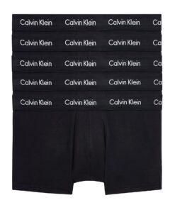 Titre SEO optimisé : Calvin Klein Boxers Taille Basse Lot de 5 Homme En Coton-Élasthanne Noir (Black W Black WB), Taille