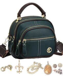 Generic Sac à bandoulière en cuir PU, Grande capacité avec compartiments, Sac élégant léger pour le travail, l'école, le