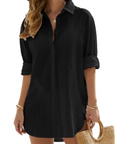 Robe de Plage Vancavoo Femme Boutonnée Cache-Maillot de Bain Été Cover Up