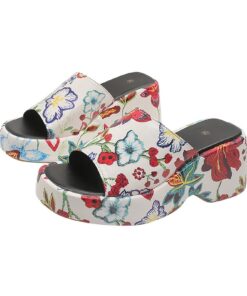 Claquette Floral Mule Femme Confort talon incliné Pantoufles d'été Élégantes Violet 38 Violet