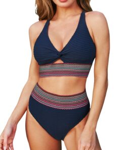 CUPSHE Bikini Haut de bain deux pièces pour femme - Taille haute avec trou de serrure - Élégant et confortable