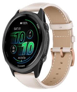 Bracelet de remplacement 20mm Cuir Compatible avec Garmin Forerunner 570 et Vivoactive 6, pour Sportifs, Activités Outdo