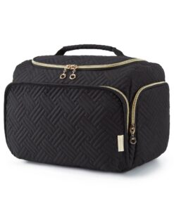 Bagsmart Trousse de Voyage Femmes,Noir,Taille L, Grande Capacité, Imperméable, Poignée,Vanity Femmes, Accessoires de Voy