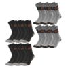 BLACK+DECKER Essentielle Travaux Lot de 12 Paires de Chaussettes de Travail Mixte en Coton Noir/Gris Mixte Tailles 39-42