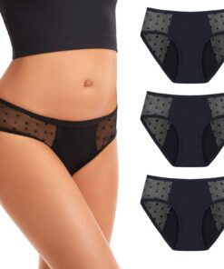 Feel Natural Pack 3 Culottes Menstruelles Plumetis - Hygiène Confort Femme - Protection Absorbante - Sous-Vêtement Discr