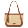 WITTCHEN Sac à bandoulière tissée en osier pour femme - Été Bohème, Fermeture éclair pratique, Cuir écologique, Poignées