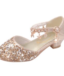 Chaussures Princesse Fille New Front Sandales Talons Hauts Paillettes Noël Anniversaire Cosplay 2-9 Ans