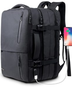 KINGSLONG Sac à Dos Voyage Avion 35L pour Hommes et Femmes Résistant à l'Eau avec Port USB Loi­ser