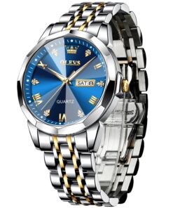 Montres OLEVS Hommes Diamond Luxe Quartz Acier Inoxydable Étanche Date Bicolore Business Casual Lumineux