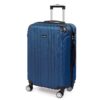 Valise Moyenne Taille Todeco 68cm Rigide e LégèreABS Bleu Foncé Valise de Voyage avec 4 Roues